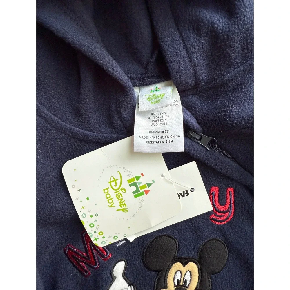 Disney Baby Mickey Mouse Navy Blue Fleece Hooded‎ Pram Suit 3-6M 01135L